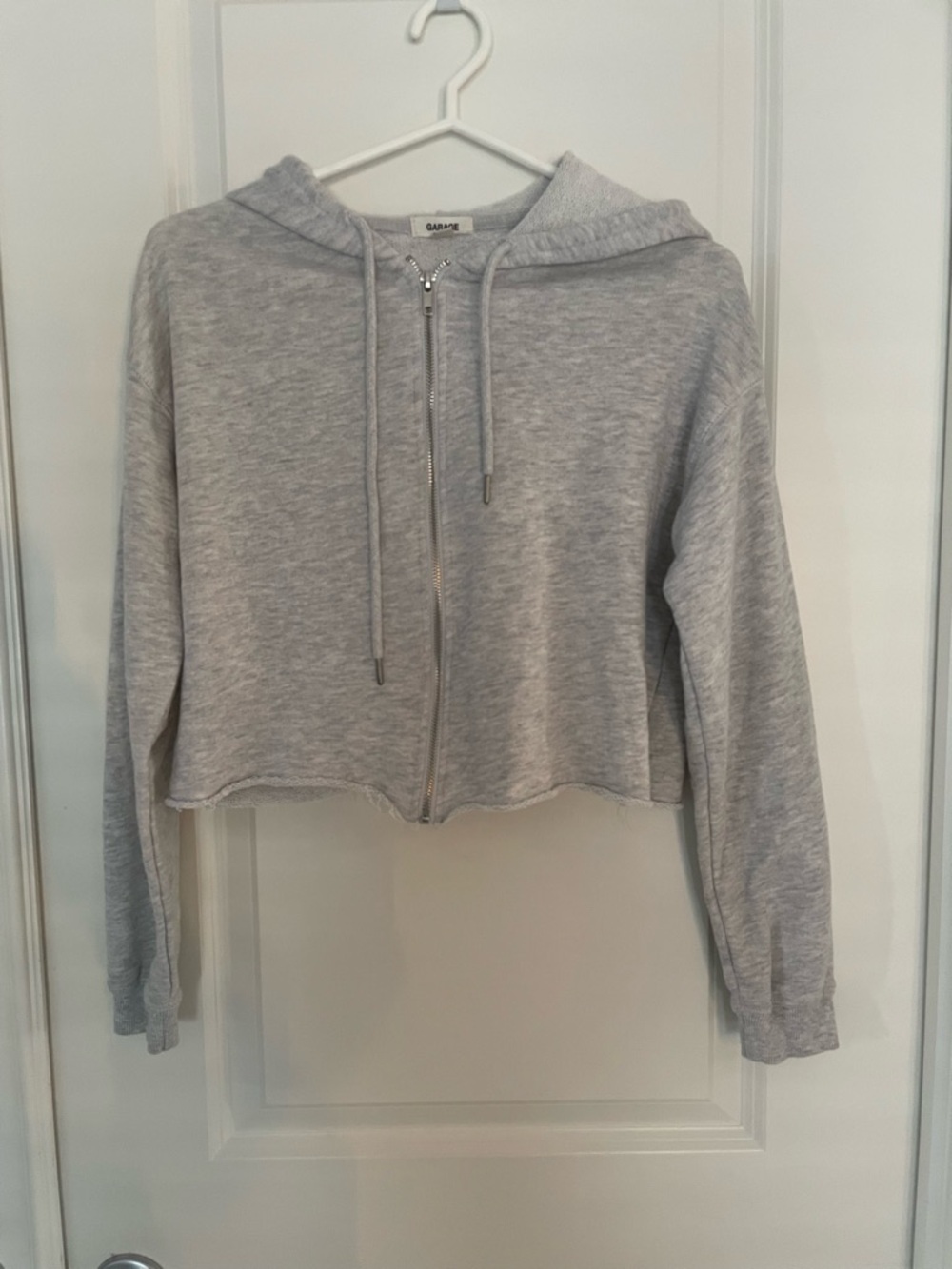 Garage Heather Gray Cropped Zip-Up Hoodie
